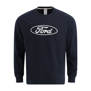 Navy blue sweatshirt with Ford logo on a white background