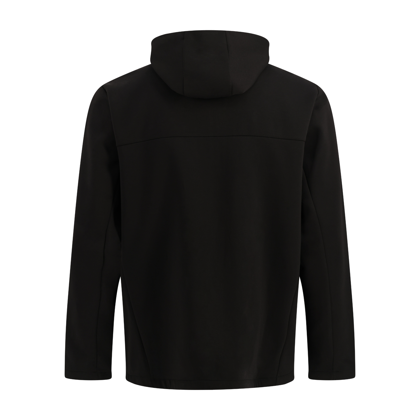 Black hooded jacket on a white background