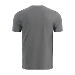 Gray t-shirt shown from the back on a white background
