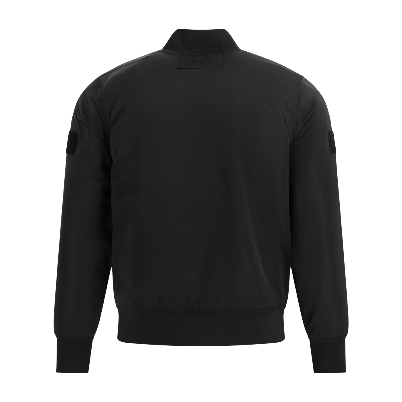 Black bomber jacket on a white background