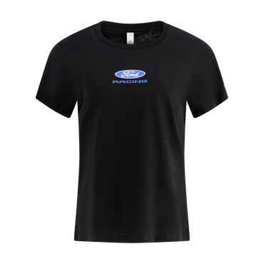 Black t-shirt with Ford Racing logo on a white background
