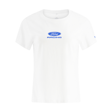 White t-shirt with Ford Racing logo on a white background