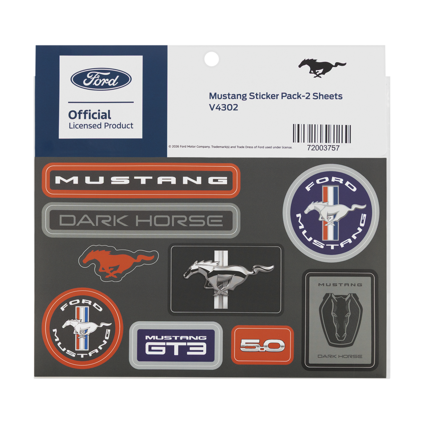 Ford Mustang sticker pack with various logos on a white background