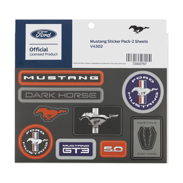 Ford Mustang sticker pack with various logos on a white background