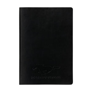 Black notebook with Mustang logo on a white background