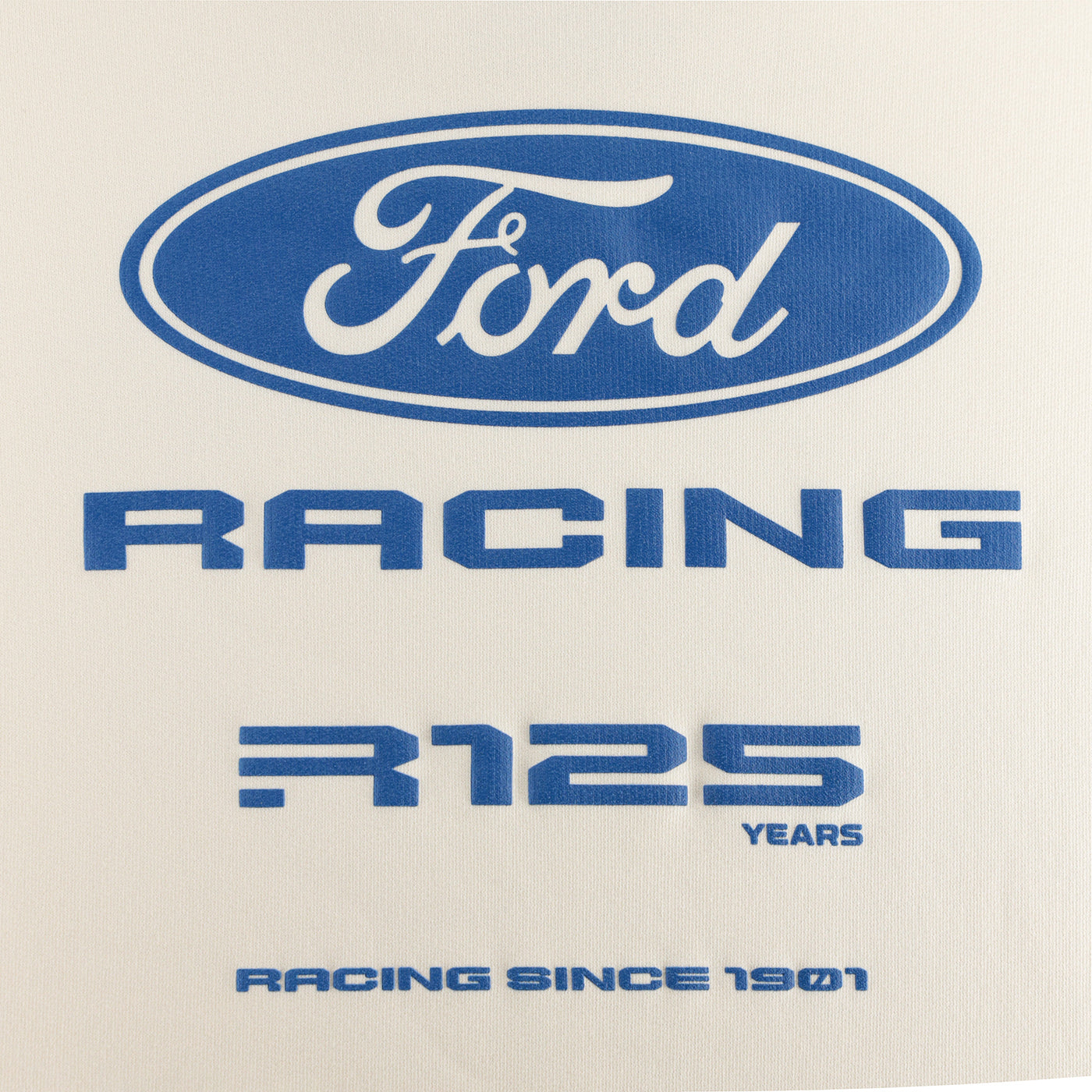 Ford Racing 125 years racing since 1901 text on white background