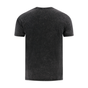 back of a gray washed t-shirt on a white background
