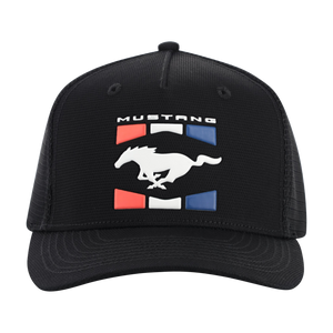 Black cap with Mustang logo on a white background