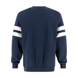 back of a ford navy blue varsity crewneck