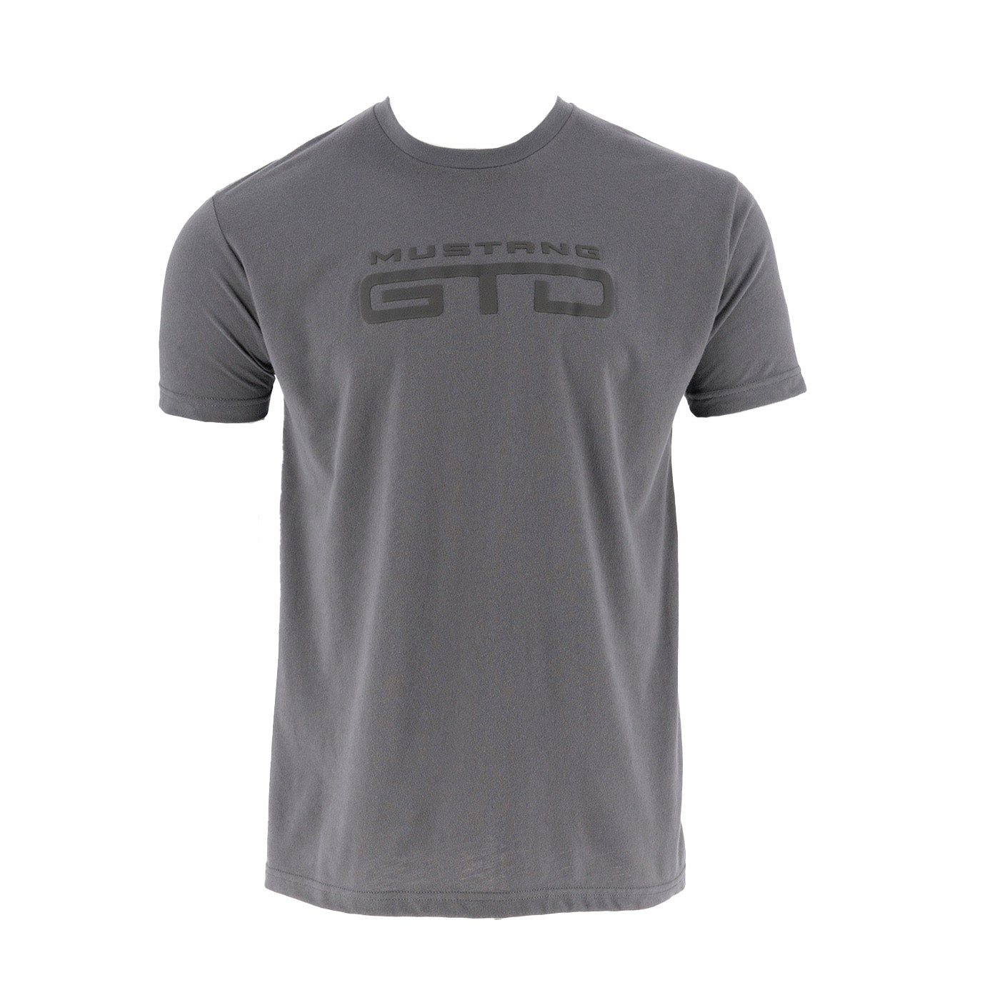 Gray t-shirt with 'Mustang GTD' logo on a white background