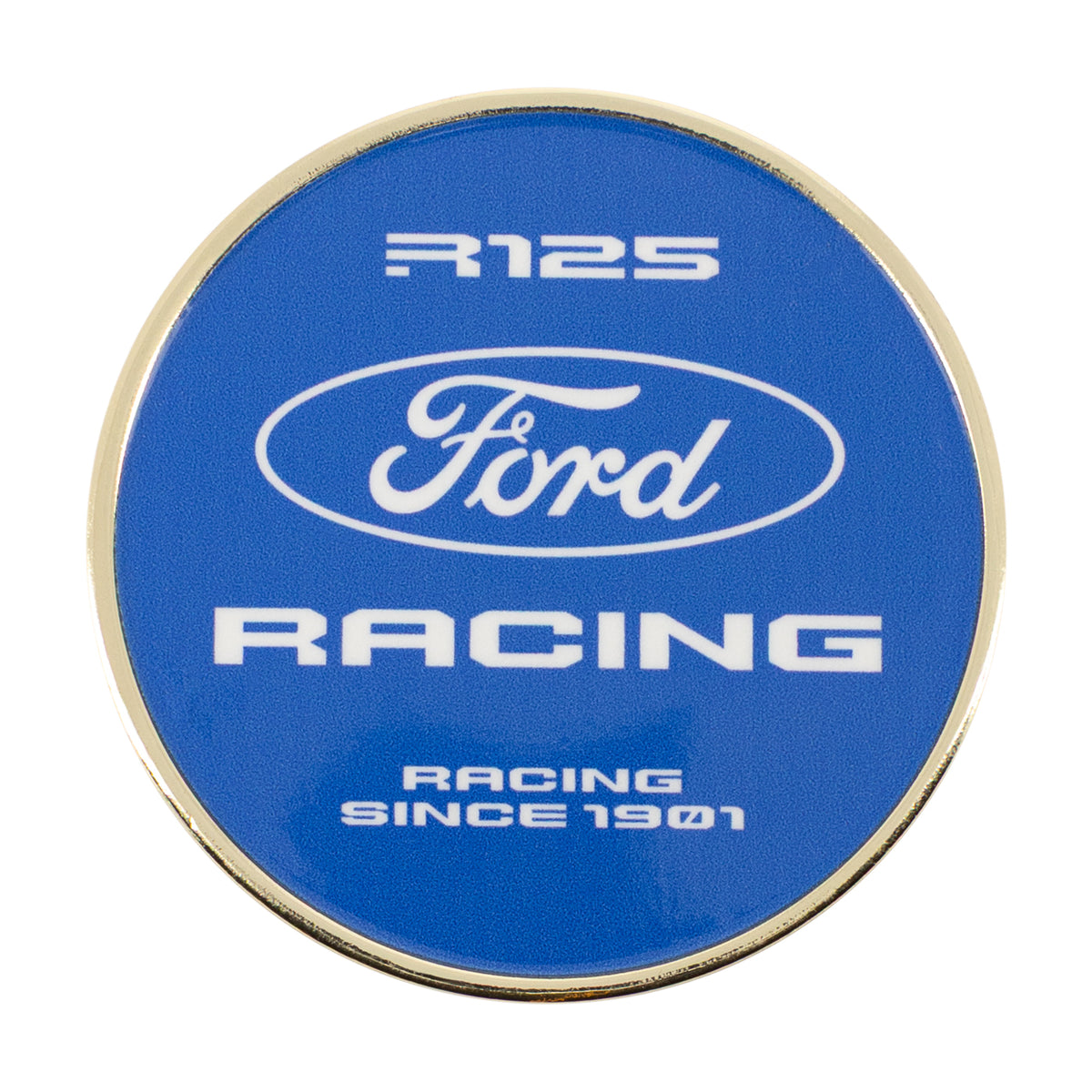 R125 Ford Racing, Racing Since 1901 challenge coin with a blue face
