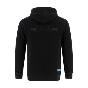 back of a black hoodie with Ford Racing raptor on the back