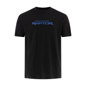 black t-shirt with blue Ford racing Raptor text