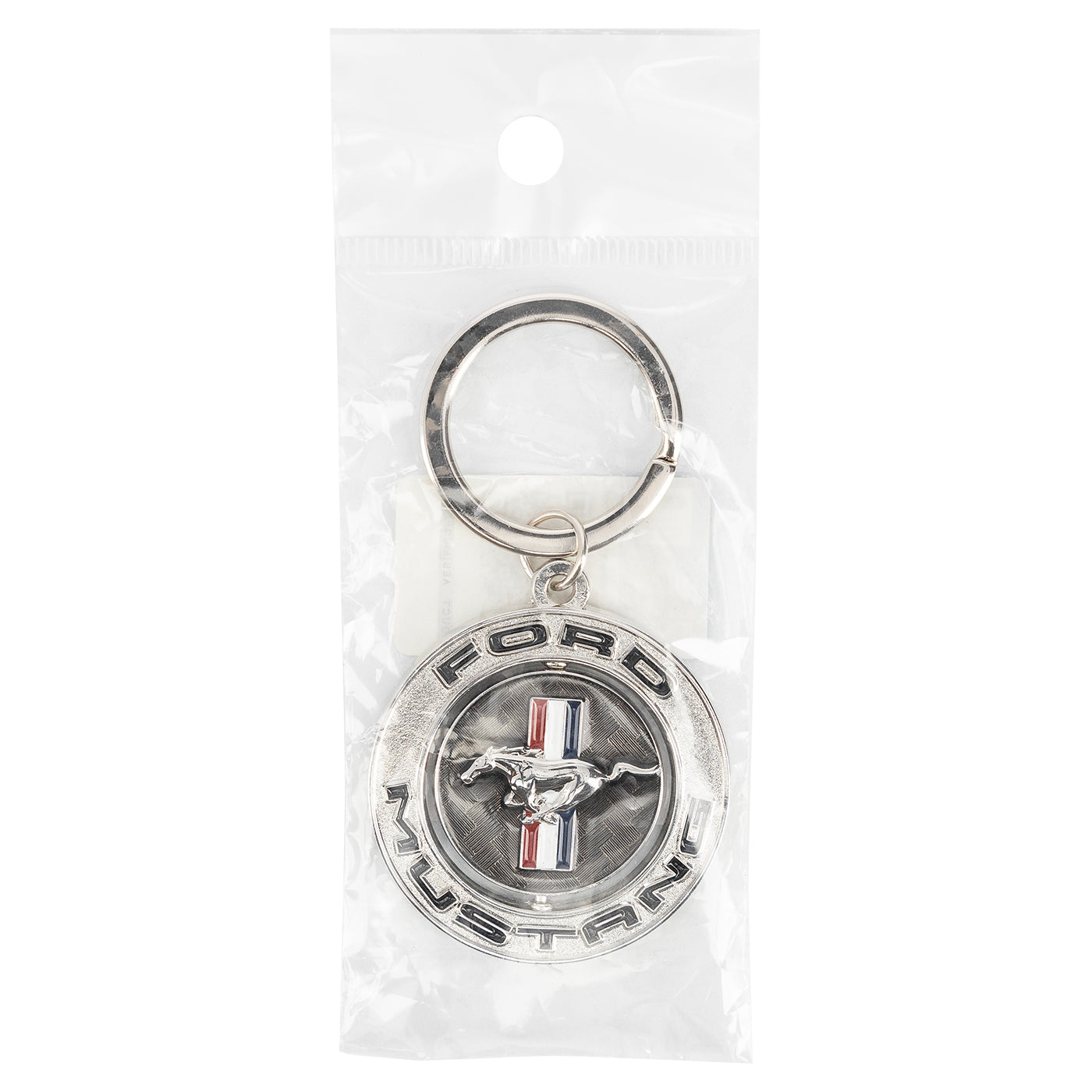 Ford Mustang Tribar Silver Spinner Keychain