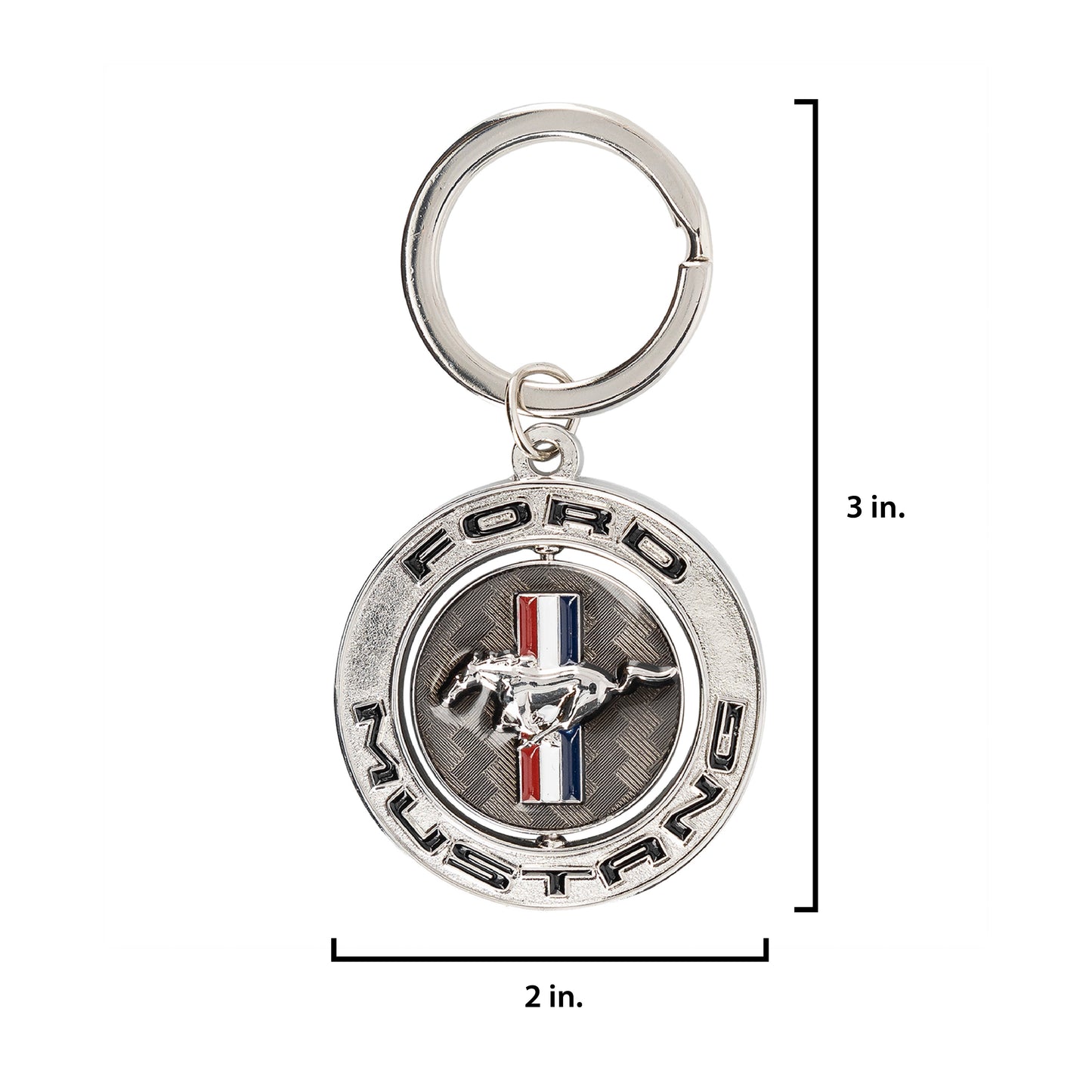 Ford Mustang Tribar Silver Spinner Keychain