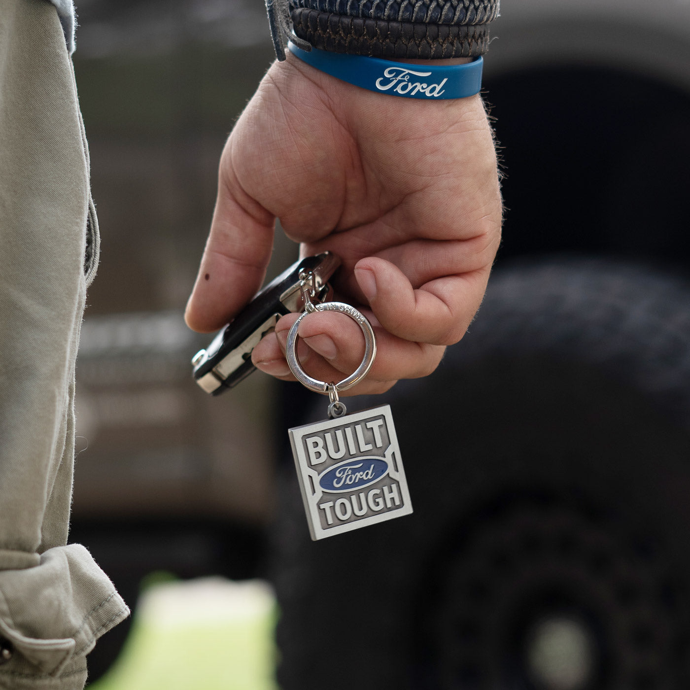 Built Ford Tough Keychain with Carabiner Clip