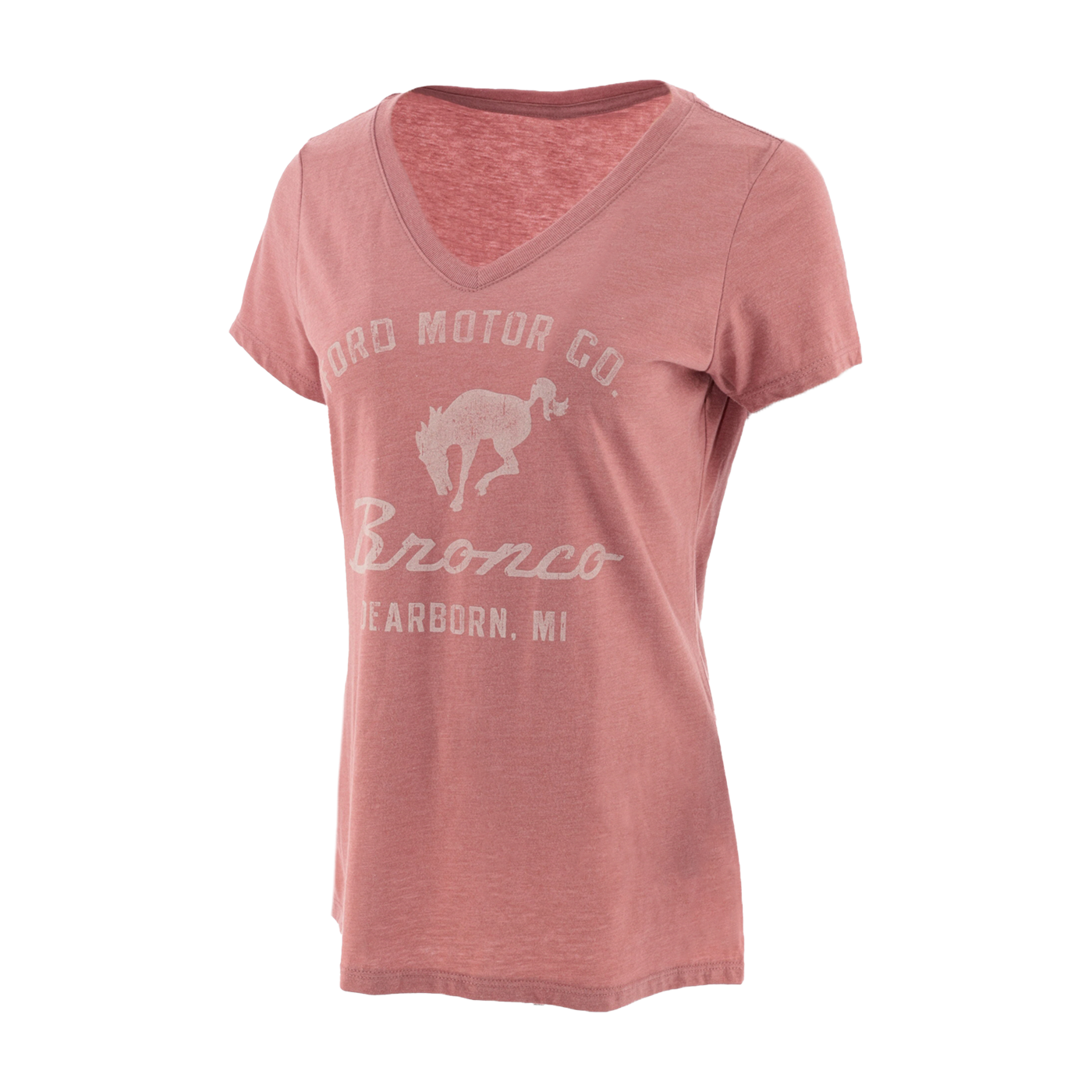 Pink t-shirt with white graphic and text on a white background