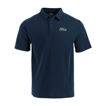 Navy blue polo shirt with Ford logo on a white background