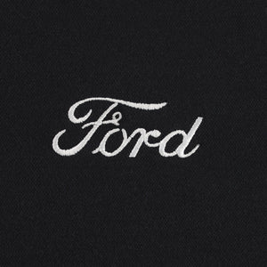white ford script on black background