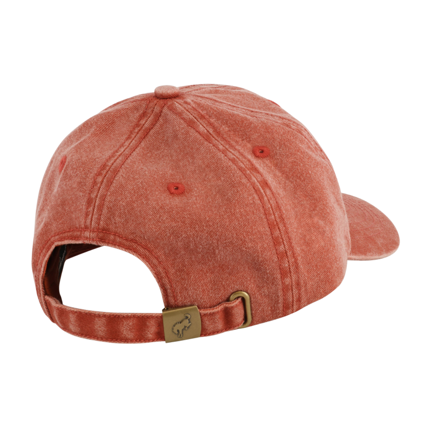 Reddish-brown baseball cap with a gold tag on a white background
