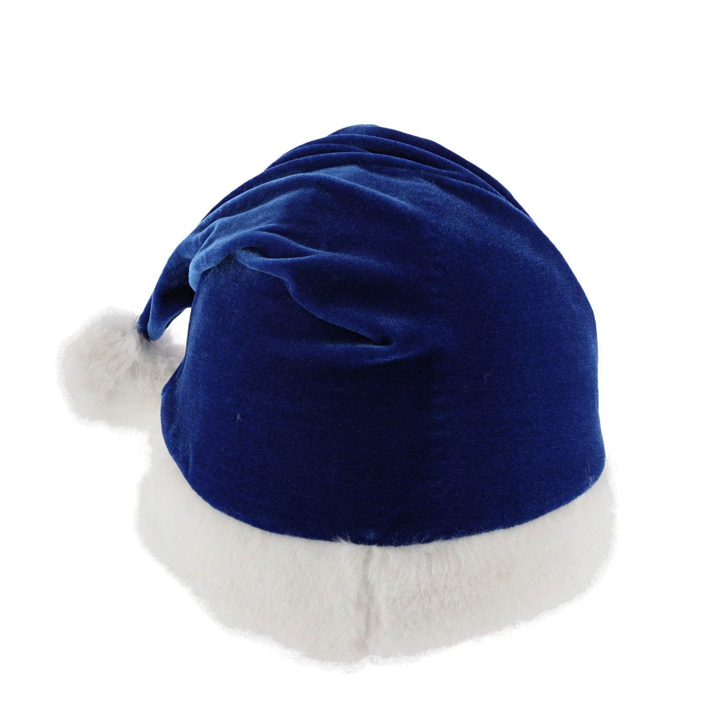 back of velvet blue santa hat