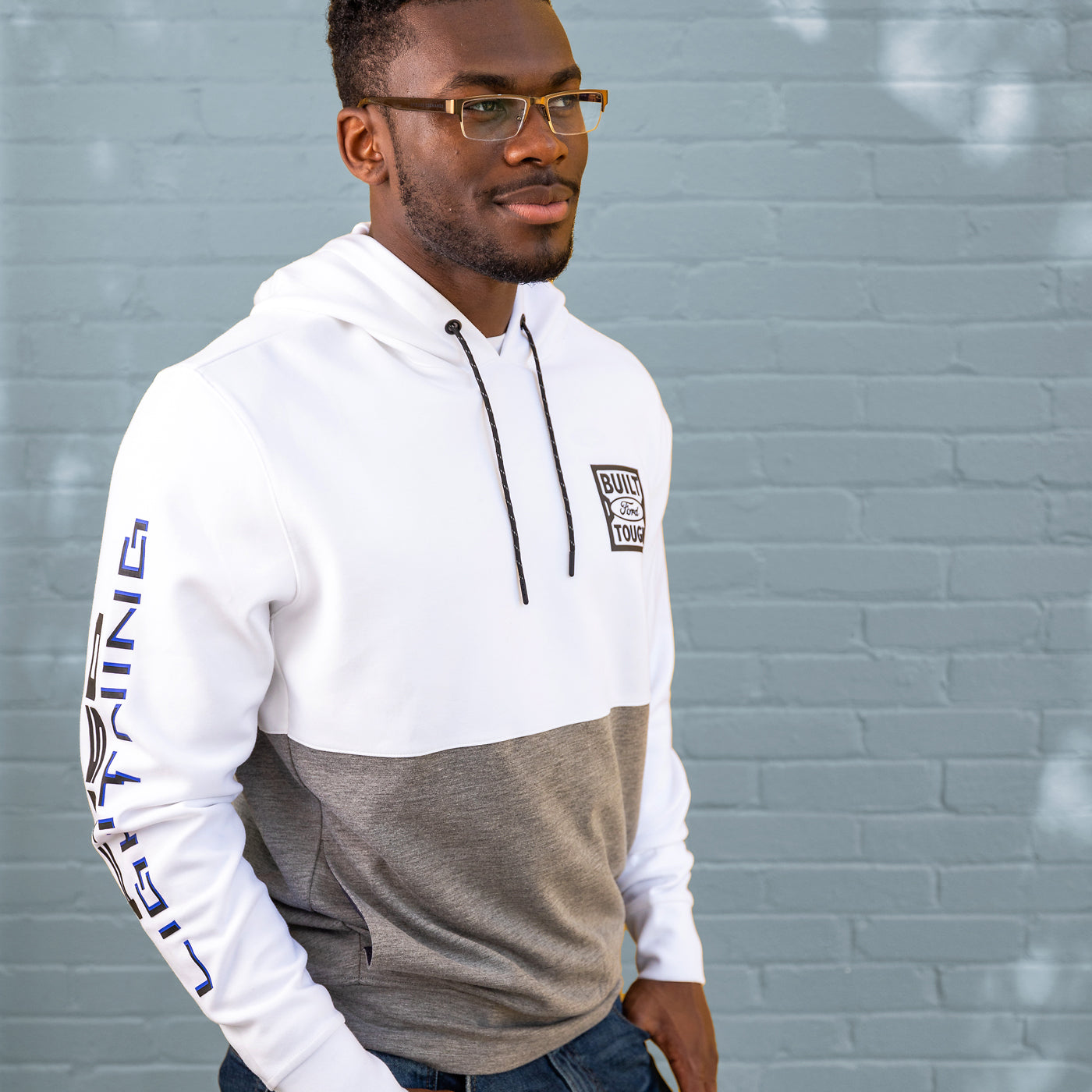 Ford Lightning Men's Colorblock Hooded Pullover Fleece - Lifestyle