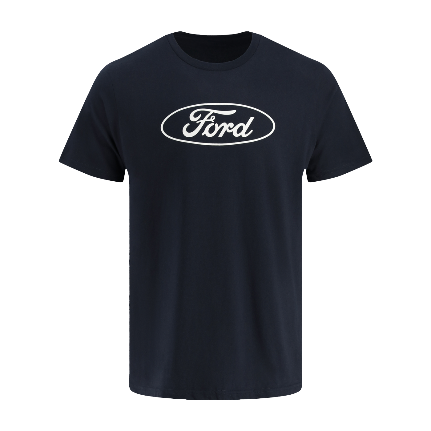 Black t-shirt with Ford logo on a white background