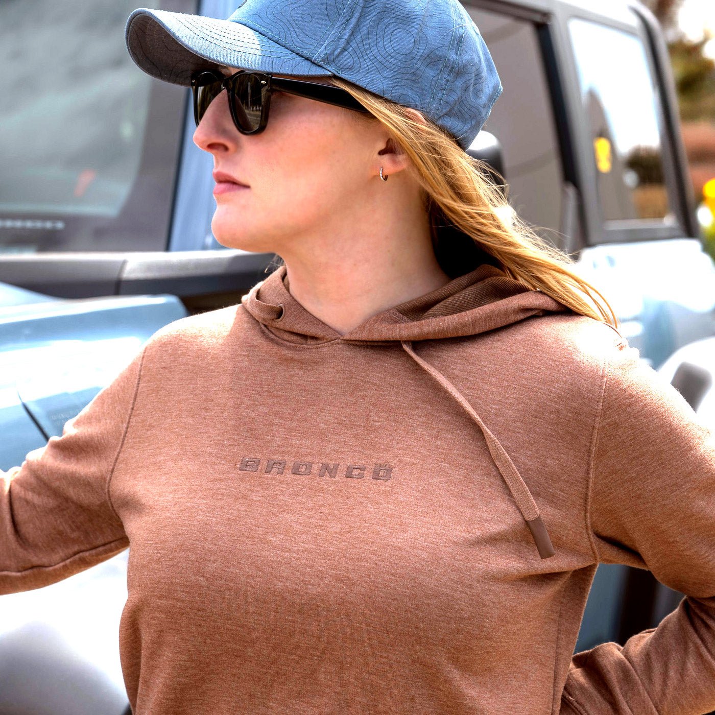 Ford Bronco Burnt Sienna Womens Lightweight Fleece Hoodie