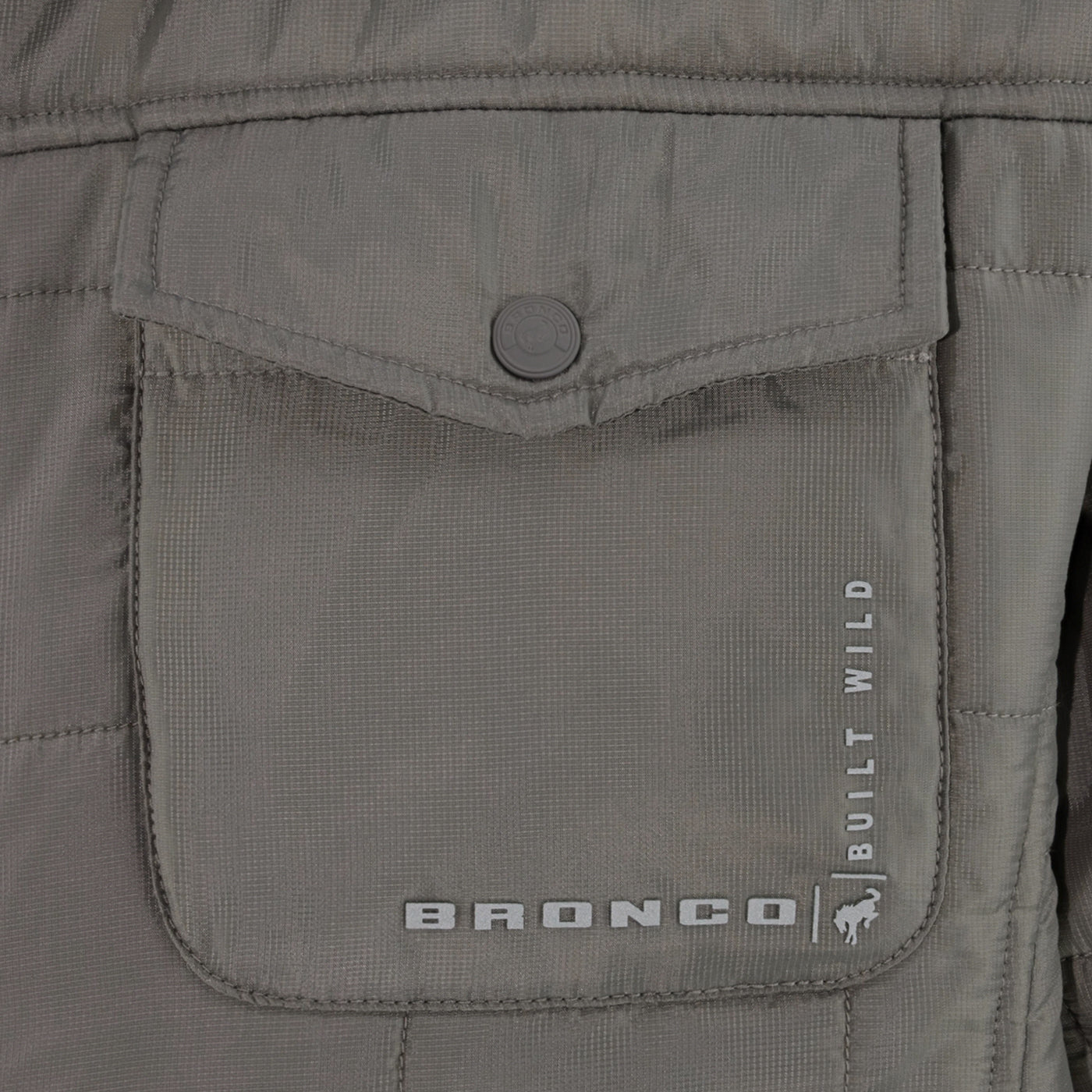 Ford Bronco Men's Box Quilted Shirt Jacket - Close Up