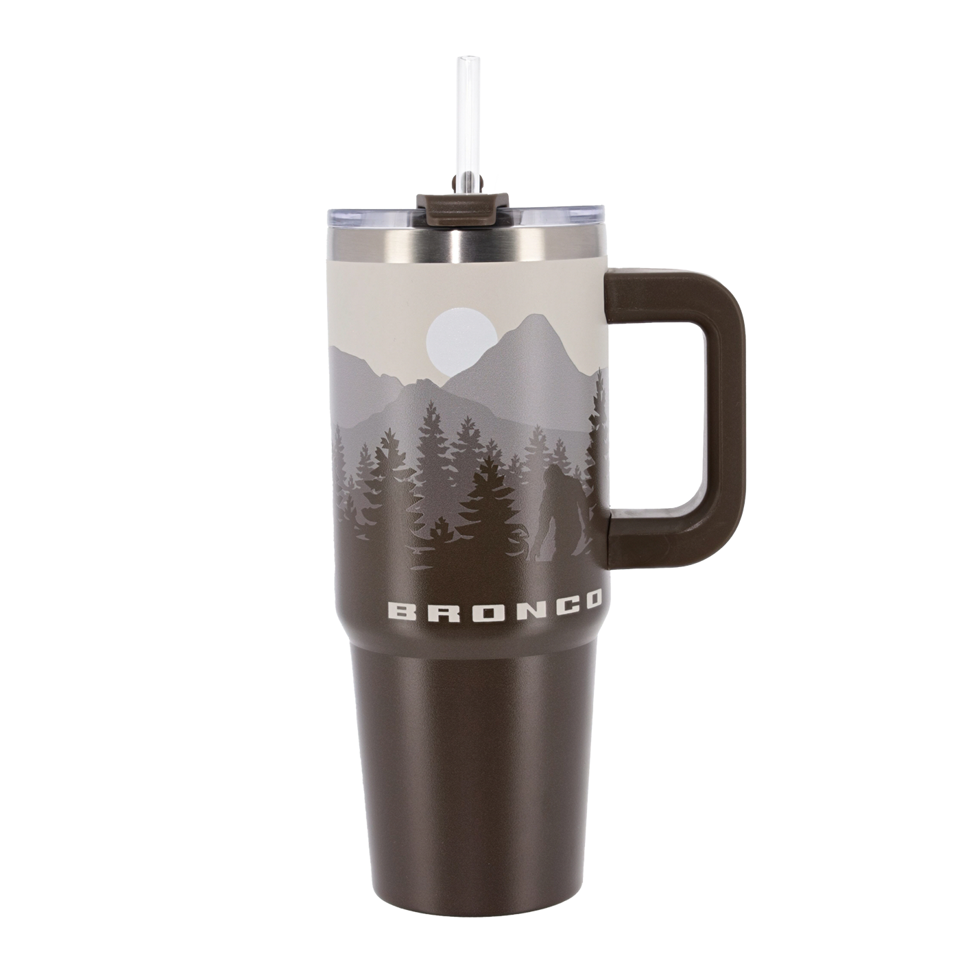 Ford Bronco Stainless Steel Tumbler with Handle - Front View