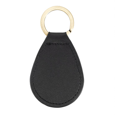 back of a tear drop keychain on a white background