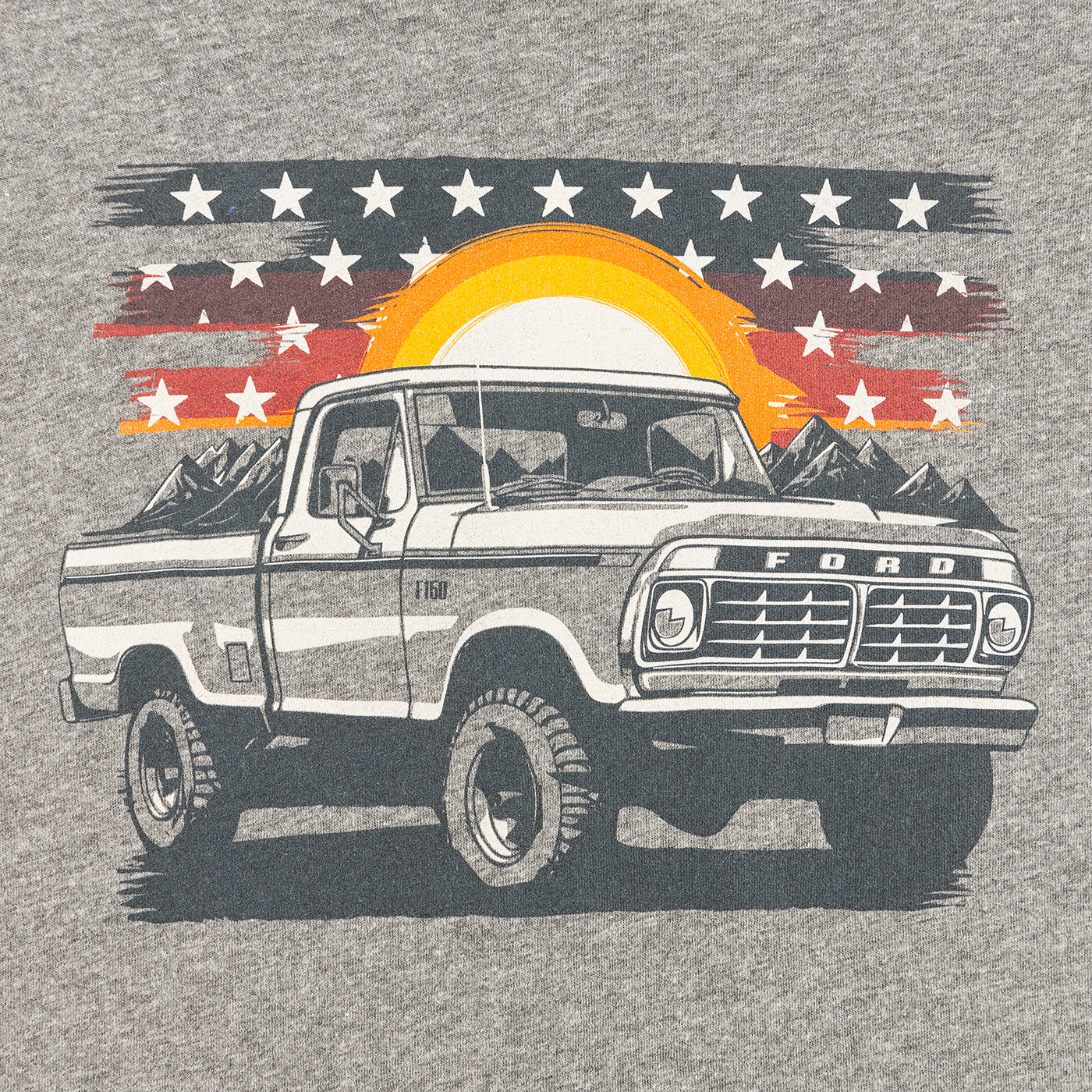 Ford F-150 Graphic Truck Sunset Patriotic Flag Womens T-Shirt