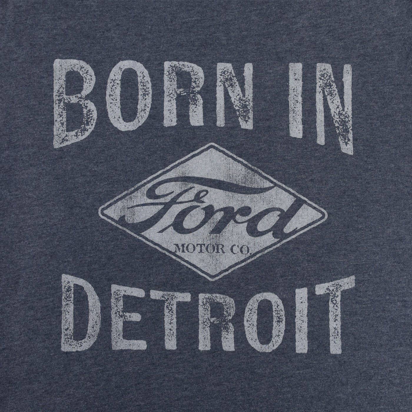 Ford Womens Vintage Logo Born in Detroit Dark Blue V Neck T-Shirt