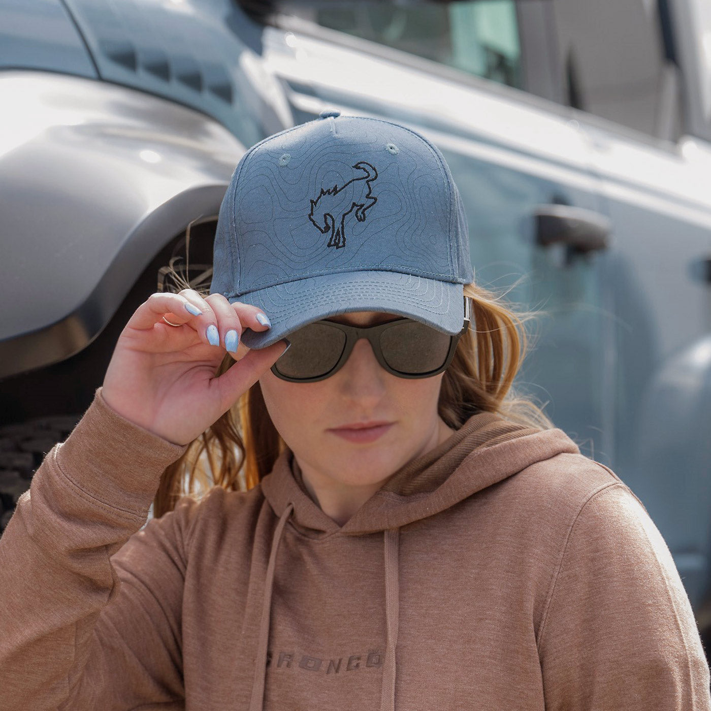 Ford Bronco Blue Topographical Pattern Clip Back Hat
