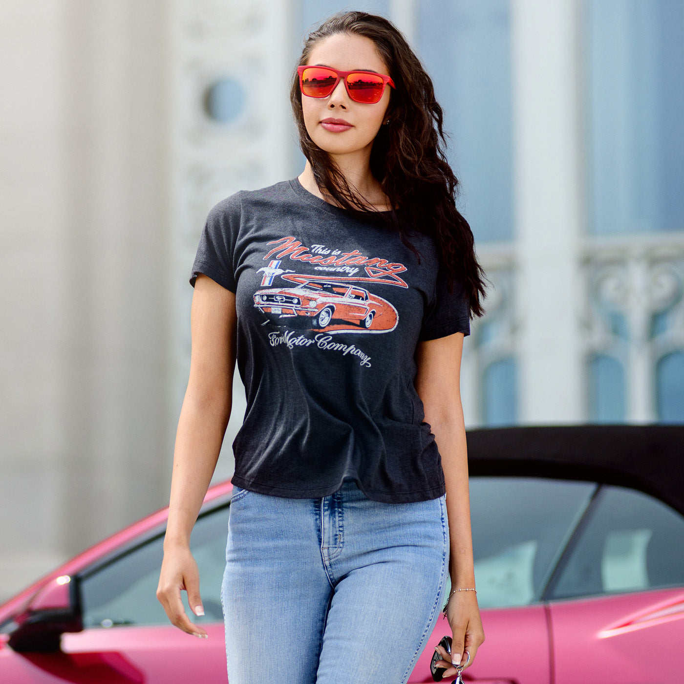 Ford Mustang Country Charcoal Womens Short Sleeve T-Shirt