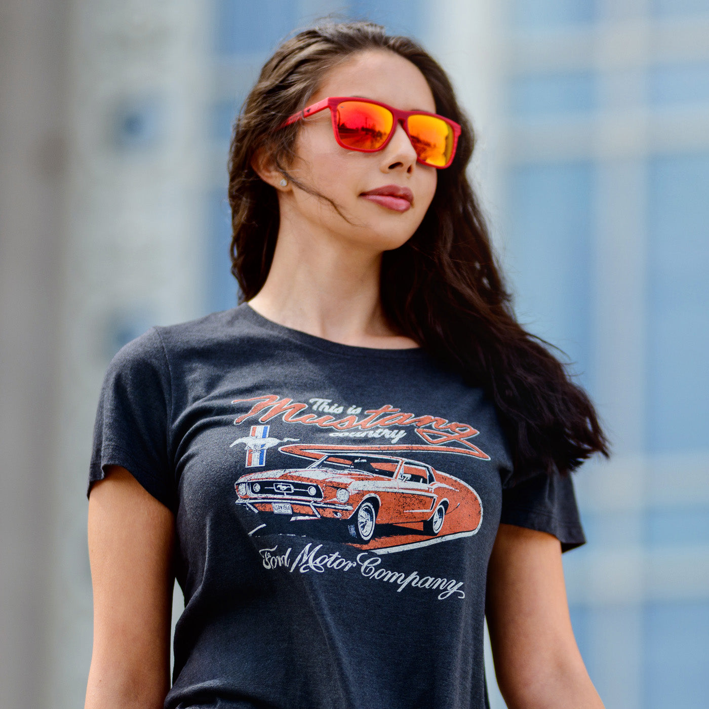 Ford Mustang Country Charcoal Womens Short Sleeve T-Shirt