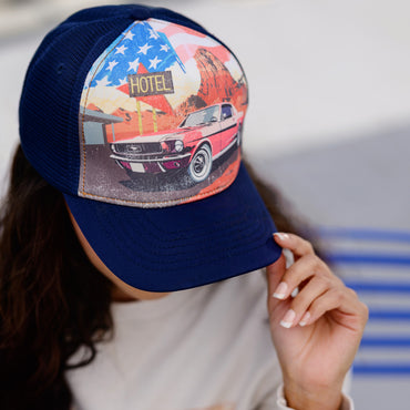 Ford Mustang Vintage Desert Route Snapback Trucker Hat