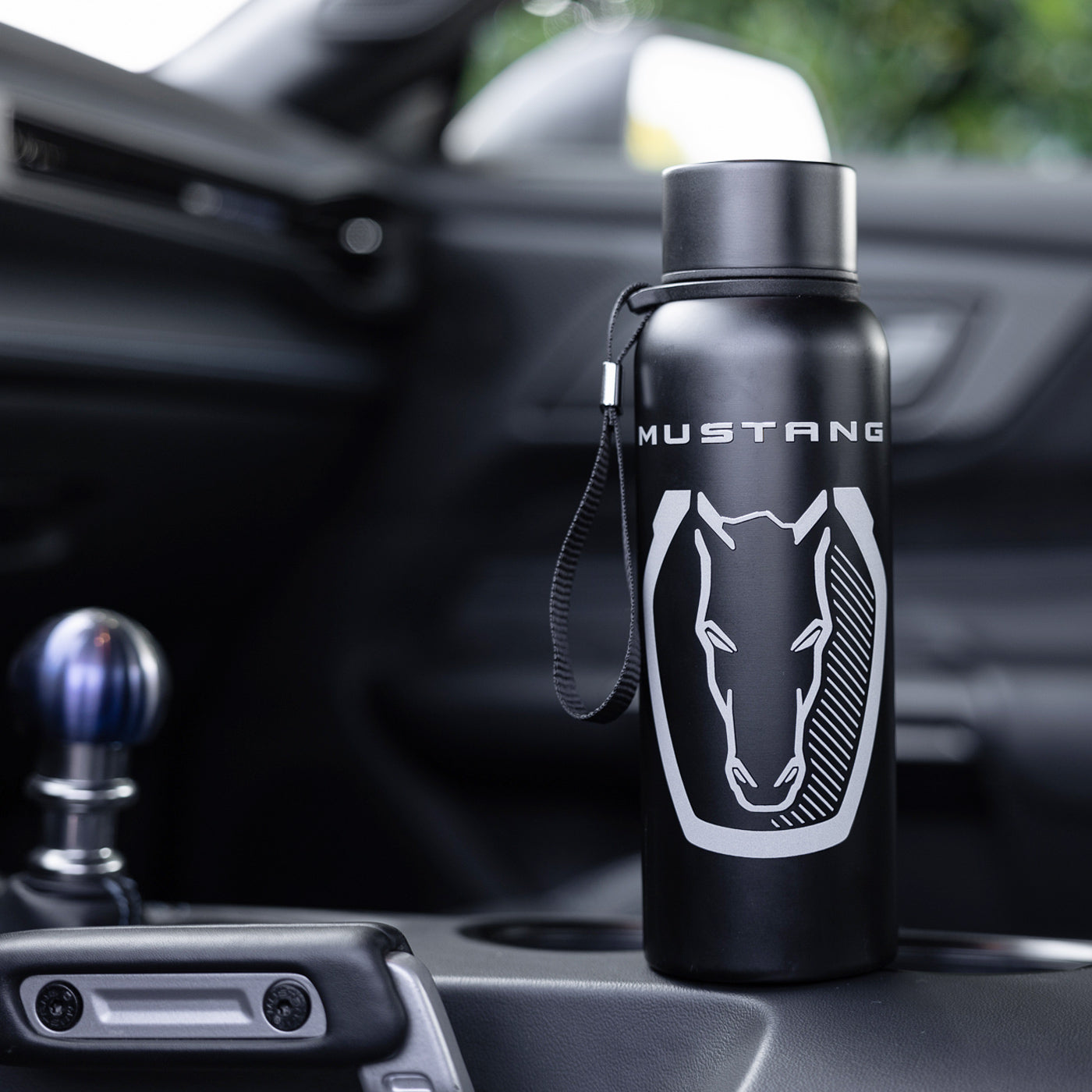Ford Mustang Dark Horse 17oz Black Stainless Steel Water Bottle