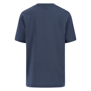 back of a navy blue youth t-shirt