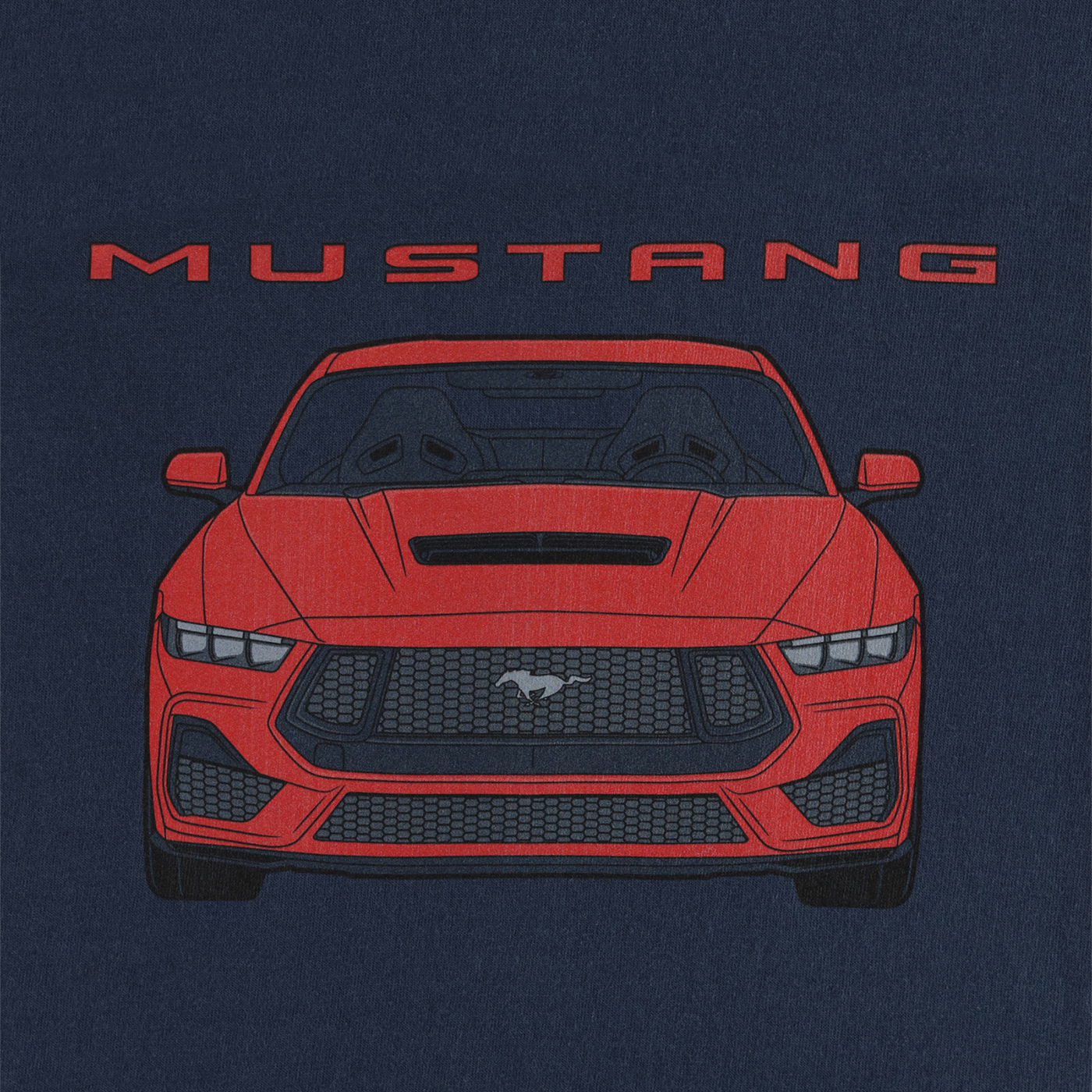 Ford Mustang Red Graphic Navy Blue Youth Short Sleeve T-Shirt