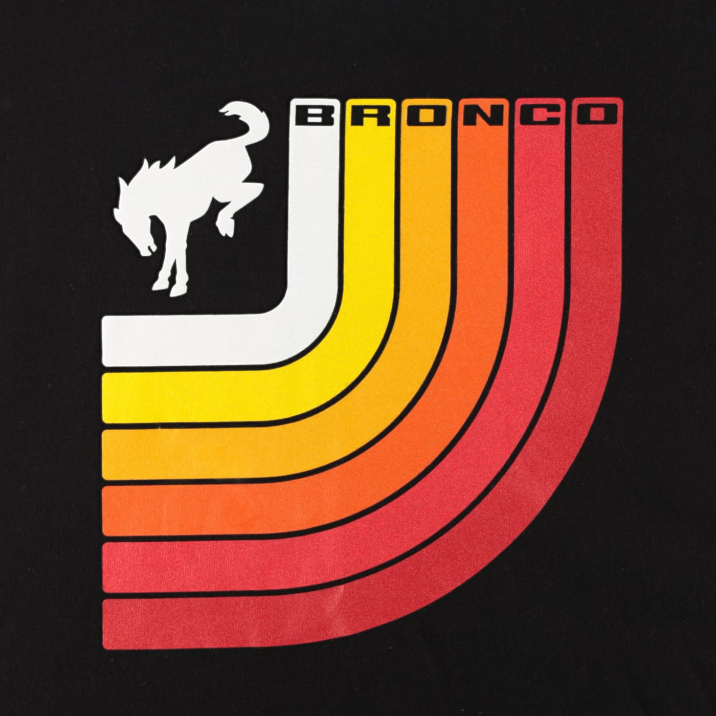 Ford Bronco Free Wheeling Retro Stripes Black T-Shirt