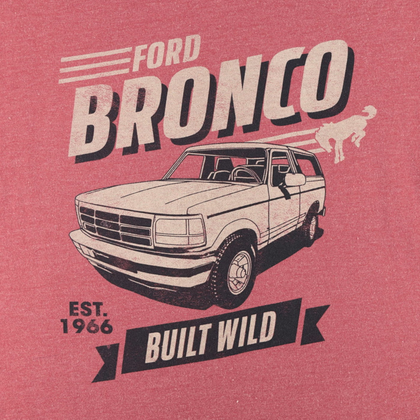 Ford Bronco Built Wild Since 1966 Mens Retro T-Shirt