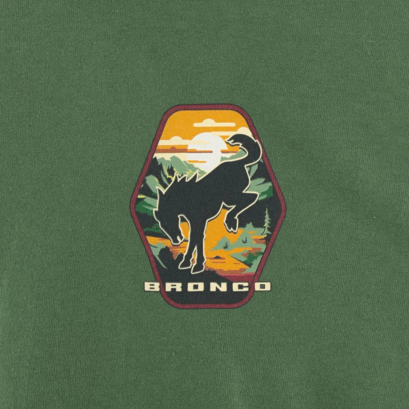 Ford Bronco Built Wild Badge Green Mens Long Sleeve Shirt