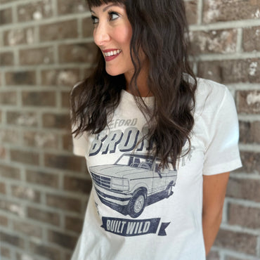 Ford Bronco Built Wild Retro Cream Womens T-Shirt