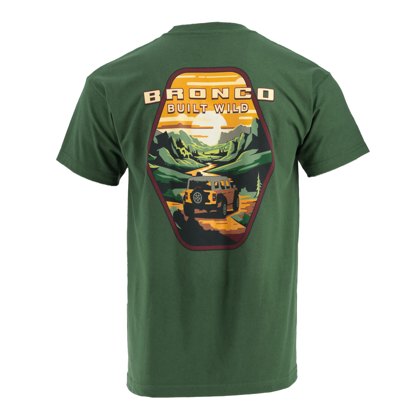 Ford Bronco Built Wild Badge Green Mens Short Sleeve T-Shirt