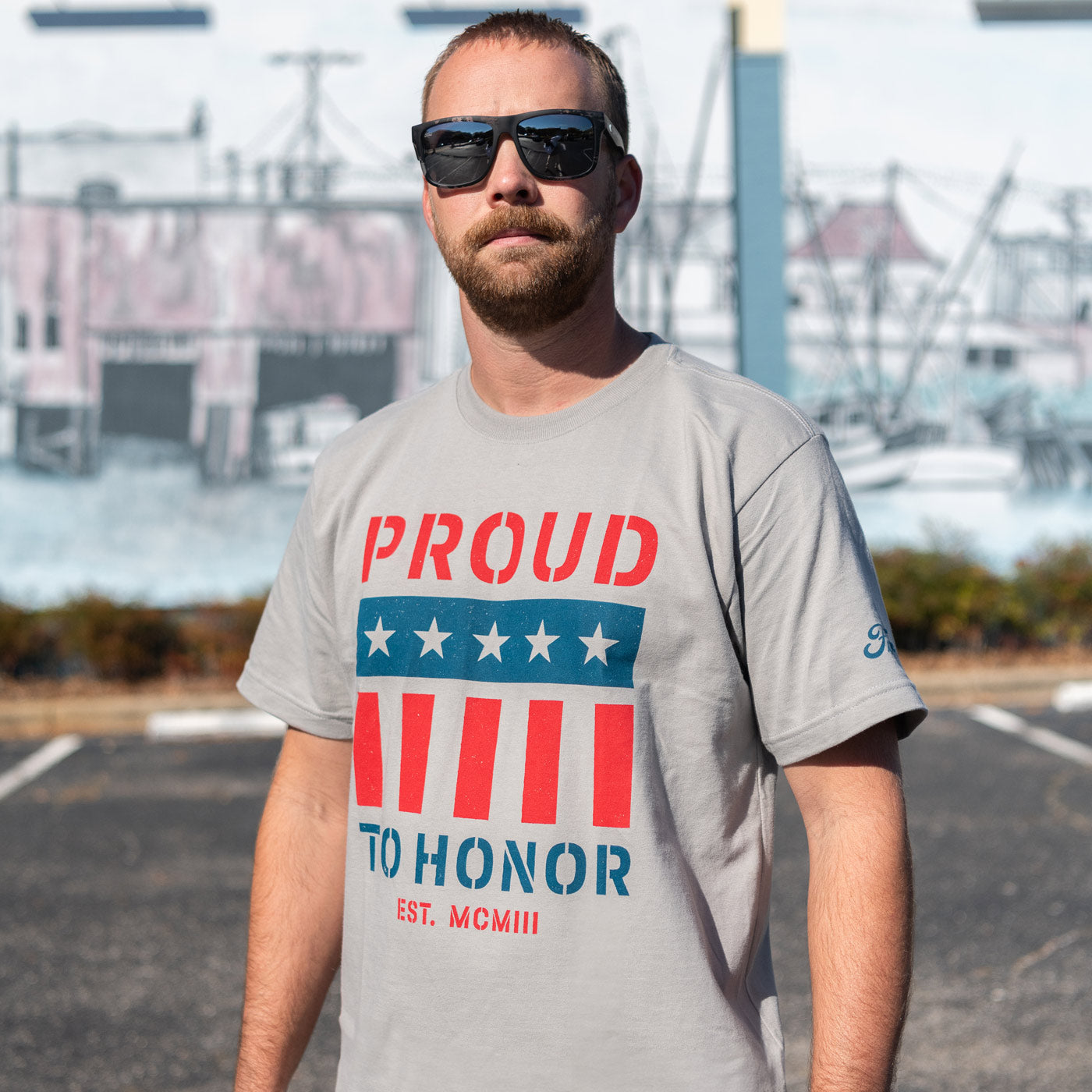 Ford Proud To Honor Mens Graphic Flag Short Sleeve T-Shirt