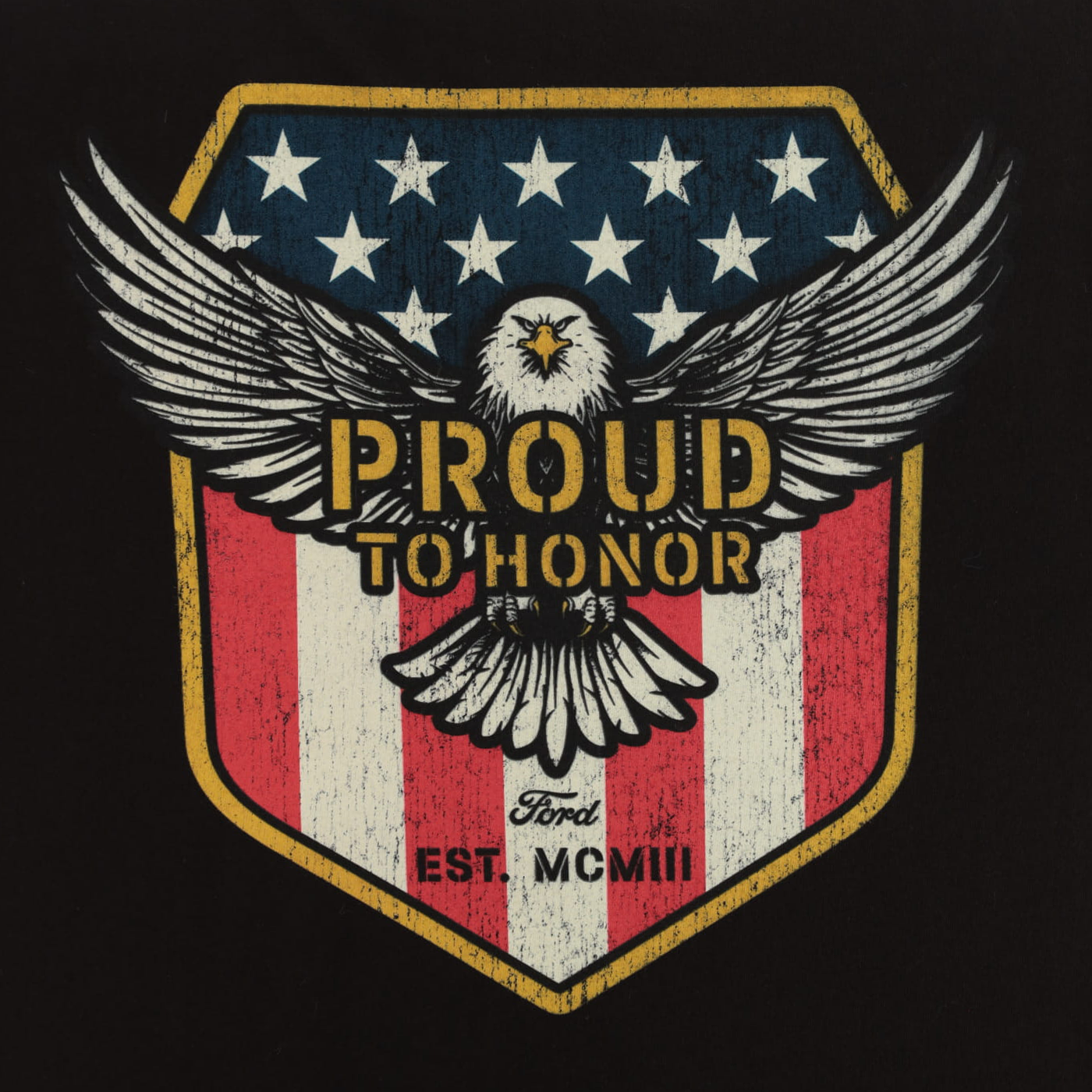 Ford Proud To Honor Mens Bald Eagle Graphic Short Sleeve T-Shirt