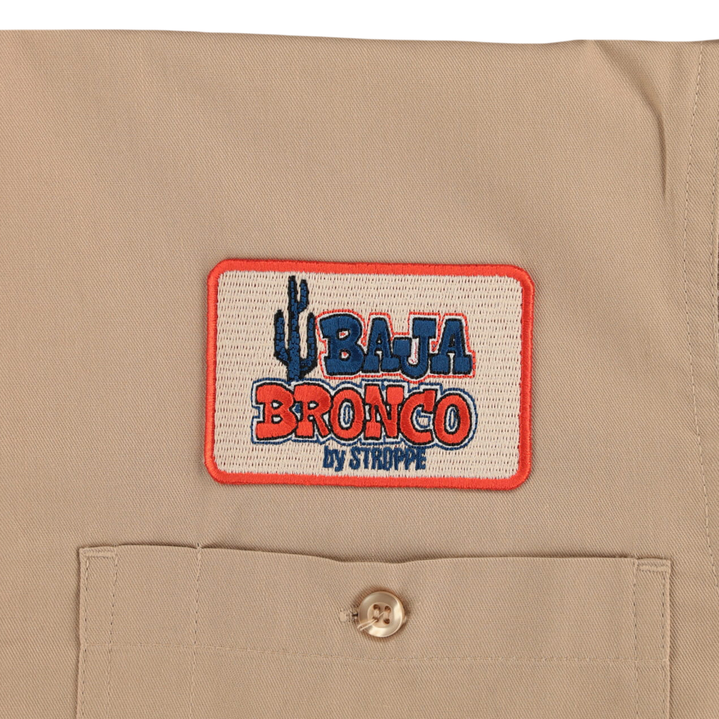 Ford Baja Bronco Stroppe Mens Button Pocket Khaki Mechanic Shirt