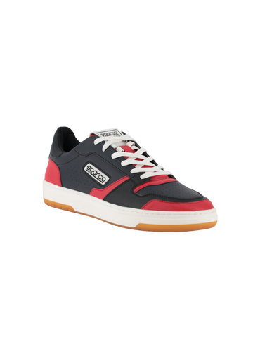 A Ford Performance Men's Sparco S-Urban sneaker with a white, black, and red color scheme, featuring a low-top design and Ford Performance branding.