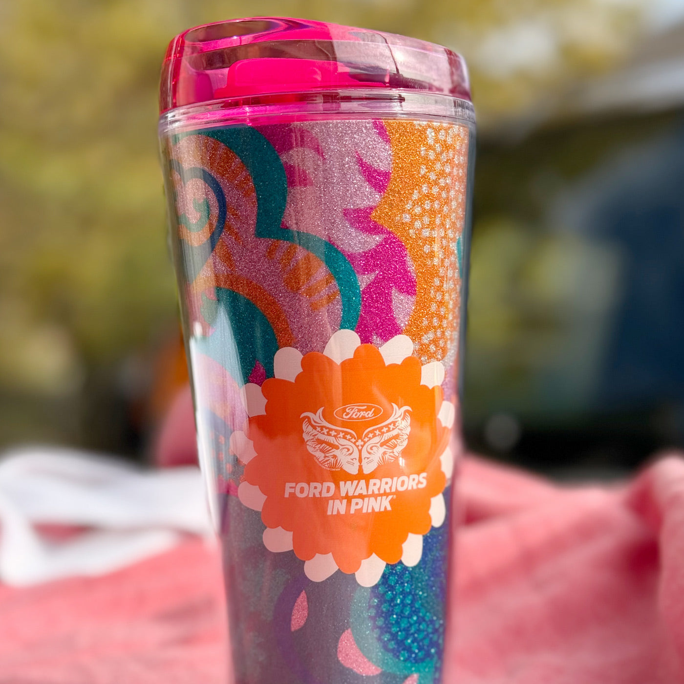 Ford Warriors in Pink 2024 Floral Glitter 22oz Tumbler